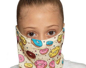 Kids MMMMM Donuts - Fast Mask Neck Gaiter Face Mask, Ski Mask, Tube Face Mask, Motorcycle Neck Warmer, Polyester Bandana with SPF 40