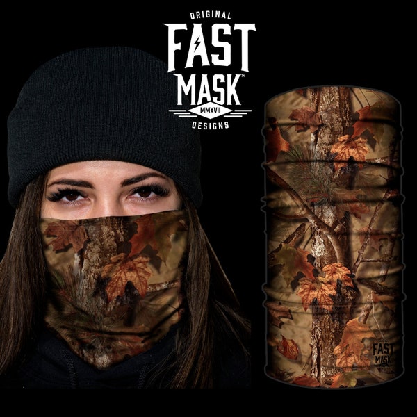 Tree Camo - Fast Mask Neck Gaiter Face Mask, Ski Mask, Tube Face Mask, Motorcycle Neck Warmer, Polyester Bandana with SPF 40