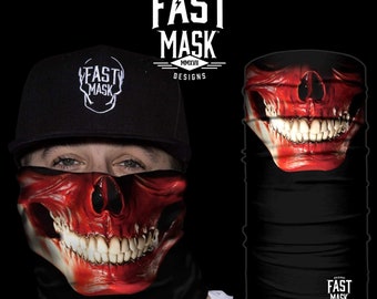 Neck Gaiter Face Mask, Ski Mask, Tube Face Mask, Motorcycle Neck Warmer, Polyester Bandana with SPF 40 - Skinless Skull