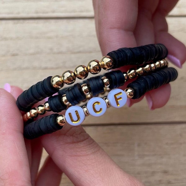 University of Central Florida UCF Beaded Bracelet Stack, College Football, Game Day Accessories, Sports Jewelry