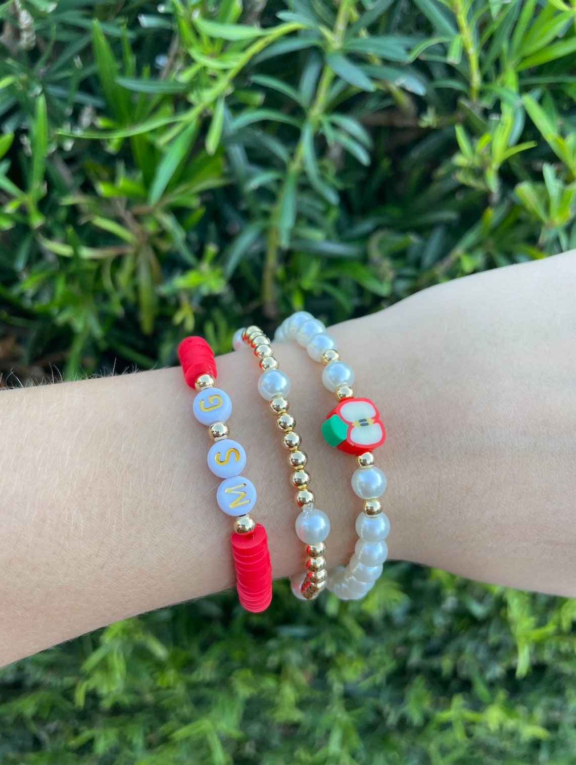 School Teacher Bracelet Teacher Pearl Gift Custom Bracelet Etsy