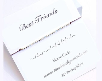 Best Friend morse code bracelet, Personalized female frienship jewelry, Custom beaded name word bracelet, teenage teen girl birthday gift