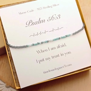 Christian bible verse bracelet, Dainty Morse code bracelet, Minimalist scripture jewelry gift, Catholic faith confirmation or baptism gift