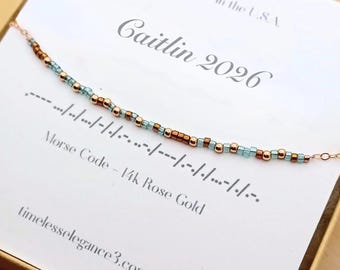 Personalized Class of 2026 graduation bracelet, College or High school graduation jewelry gift for her, Daughter senior graduate bracelet