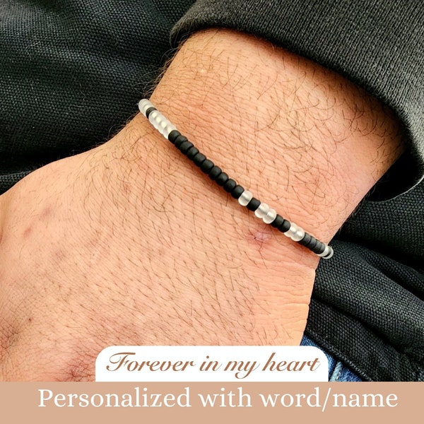 Mens Morse Code bracelet, personalized miscarriage gift for dad, sympathy gift loss of mother father, dog pet remembrance keepsake for son