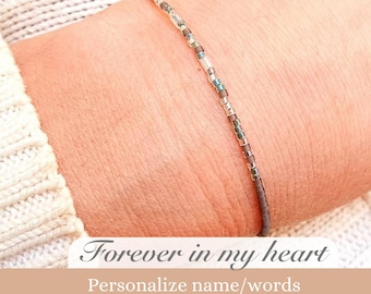 Morse Code Bracelet, Personalized miscarriage gift, Forever In My Heart, sympathy gift loss of mother, dad pet memorial jewelry, in memory