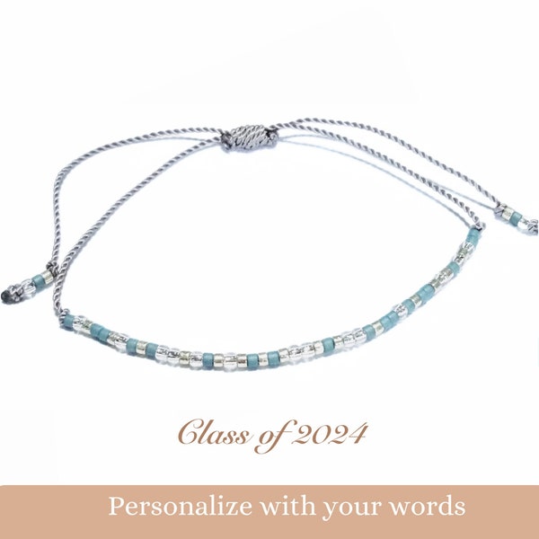 Class of 2024 senior, personalized morse code bracelet, high school graduation gift for her, to my daughter jewelry from mom and dad
