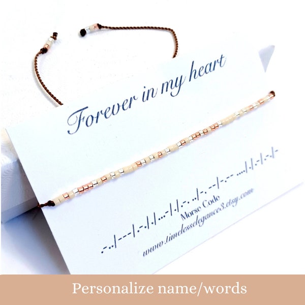 Memorial morse code bracelet, Personalized adjustable string jewelry, miscarriage gift, sympathy keepsake loss of mother, pet dad in memory