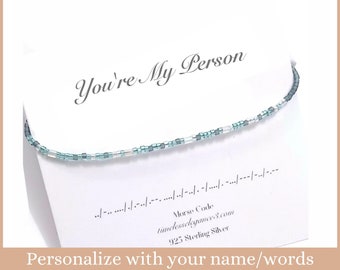 Custom Morse Code Bracelet, Personalized beaded name word message jewelry, Gift for best friend female bestie BFF, friendship bracelet women