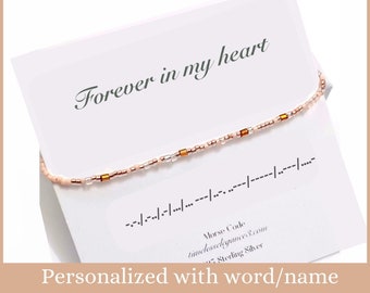 Morse Code Bracelet, Personalized miscarriage keepsake, Forever In My Heart, sympathy gift loss of mother, In loving memory of dad pet