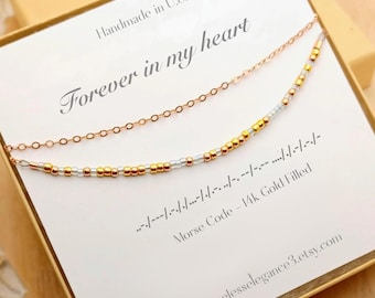 Remembrance Morse Code Bracelet| Dainty 14k Rose Gold Miscarriage jewelry gift | Minimalist Chain Memorial Jewelry for infant baby loss