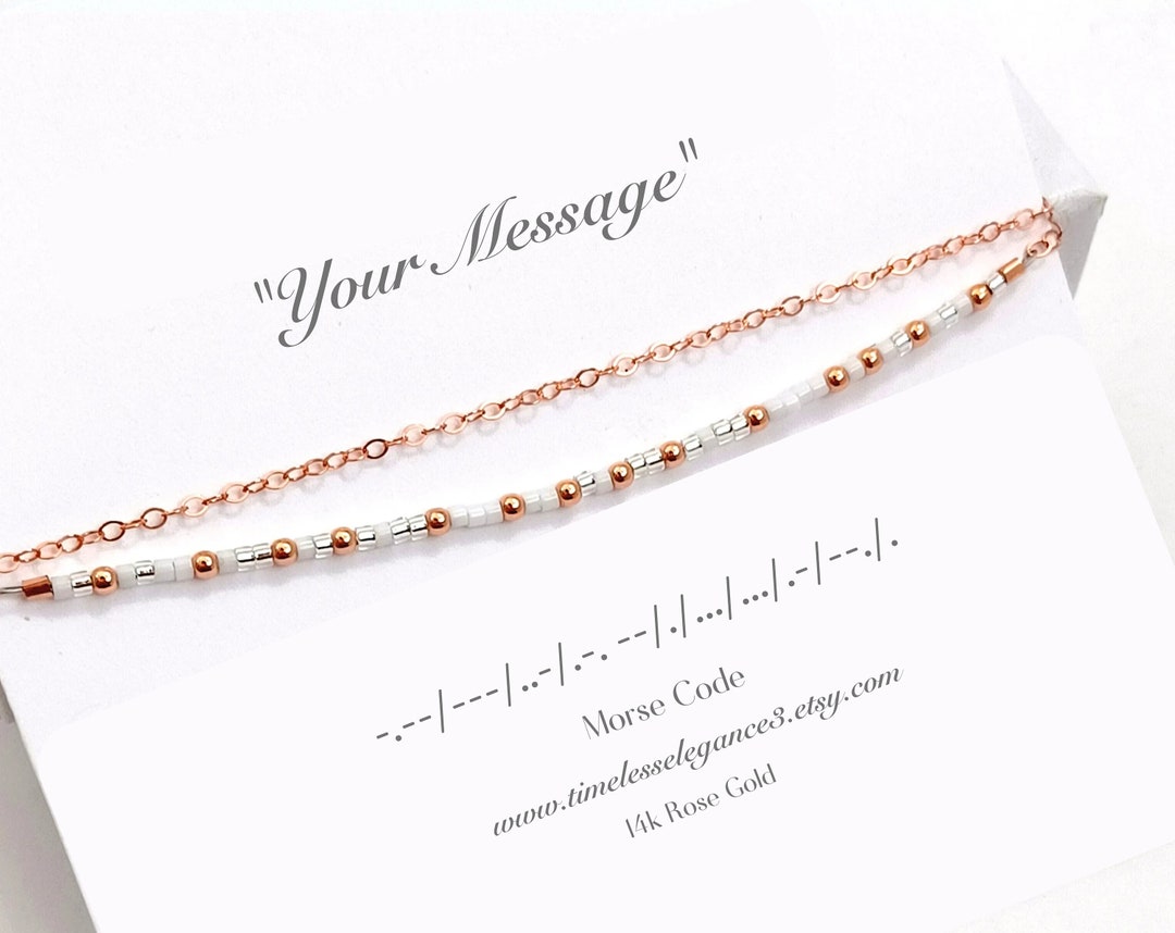 Personalized Morse Code Bracelet, Custom Beaded Name Word Letter ...