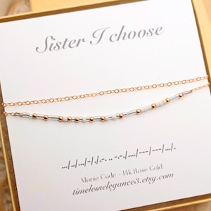 Personalized Morse Code bracelet, Custom best friend sister bestie beaded name word letter jewelry, Delicate minimalist Dainty gold bracelet