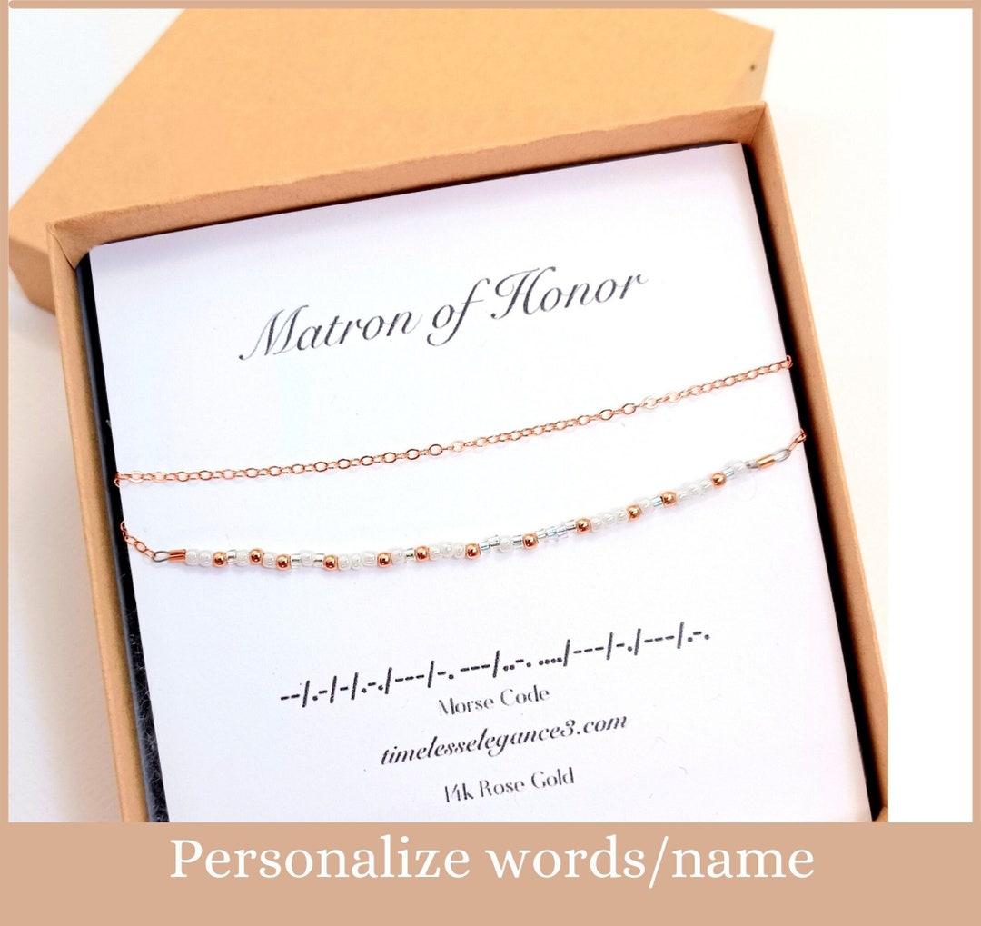 Morse Code Dainty Gold Bracelet, Maid Matron of Honor Gift ...