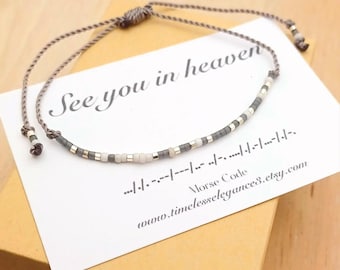 Custom morse code bracelet, Personalized remembrance gift for her, Sympathy gift loss of mother mom father dad, In memory of keepsake