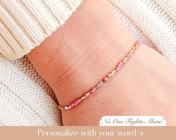 Morse Code Dainty Gold Bracelet Personalized Chemo Gift