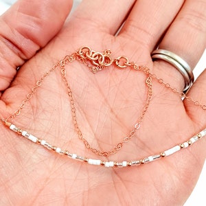 Miscarriage gift, sympathy gift loss off father mother, Morse code dainty gold bracelet, Personalized beaded name word letter jewelry 画像 10