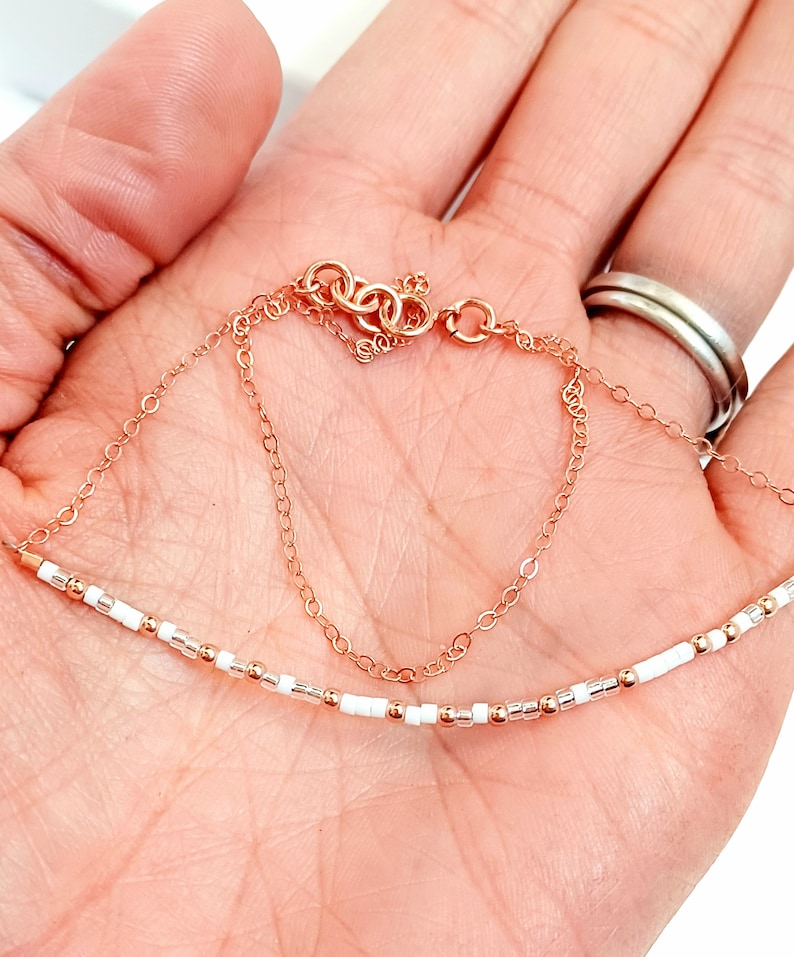 Miscarriage gift, sympathy gift loss off father mother, Morse code dainty gold bracelet, Personalized beaded name word letter jewelry 画像 10