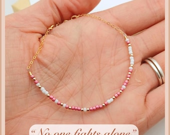 Cancer awareness Morse code bracelet, Personalized patient chemo gift, breast mastectomy survivor, minimalist beaded name word jewelry