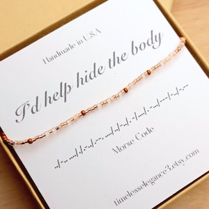 Custom friendship Morse Code Bracelet, Personalized  word best friend jewelry, I'd help hide the body bracelet, my person tribe bff gift
