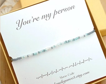 Custom Morse Code Bracelet, Personalized beaded name word message jewelry, Gift for best friend female bestie BFF, friendship bracelet women