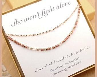 Cancer awareness Morse code bracelet, Personalized patient chemo gift, breast mastectomy survivor, minimalist beaded name word jewelry