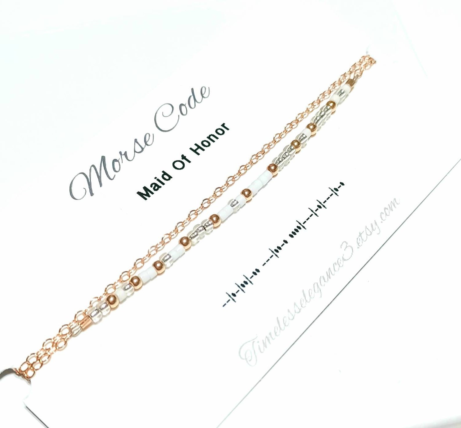 Morse Code Dainty Gold Bracelet Maid Matron of Honor Gift - Etsy