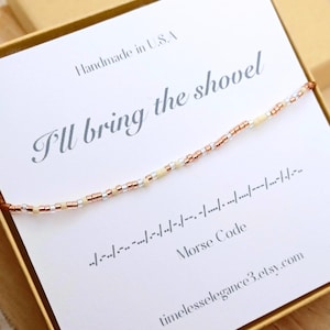 Minimalist morse code friendship bracelet, Dainty boho best friend jewelry, Funny Bohemian bestie bff bracelet, I'd help hide the body