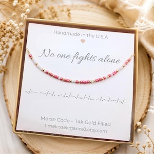 Breast Cancer Gift for Women, Personalized Encouragement Bracelet, Chemo Support Gift, Cancer Survivor Jewelry, Custom Morse Code Bracelet