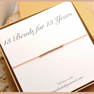 Happy 13th Birthday gift, beaded age bracelet, Personalized Thirteen thirteenth adjustable jewelry for preteen teenager teen girl daughter