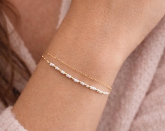 Miscarriage gift, sympathy gift loss off father mother, Morse code dainty gold bracelet, Personalized beaded name word letter jewelry