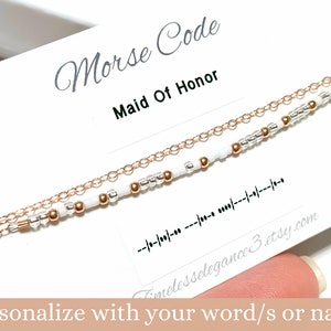 Morse Code Dainty Gold Bracelet Maid Matron of Honor Gift - Etsy