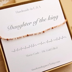 Christian Morse code bracelet, Confirmation jewelry gift for girls, personalized child of God bracelet, baptism first communion jewelry