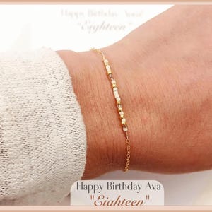 18th birthday gift for her,  Eighteen custom Morse code beaded age bracelet, Personalized jewelry for teenage girls daughter granddaughter