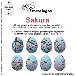 Salura 8 cm peyote egg / even count circular peyote / tutorial / instruction / Easter ornament / Easter egg / Cherry Blossoms