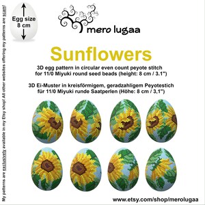 Sunflowers 8 cm peyote egg / even count circular peyote / tutorial / instruction / Easter ornament / Easter egg