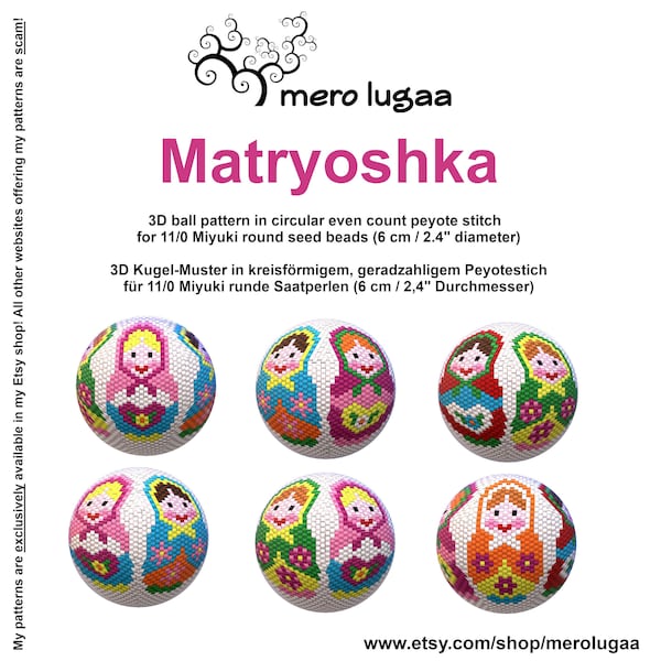 Matryoshka Peyote Ball / Even Peyote Circulaire / Peyote Ball / Instructions / Even Count / Décoration