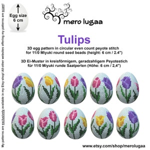 Tulips 6 cm peyote egg / even count circular peyote / tutorial / instruction / Easter ornament / Easter egg