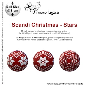 Scandi Christmas - Stars peyote ball / even count circular peyote / tutorial / beaded decoration / ornament