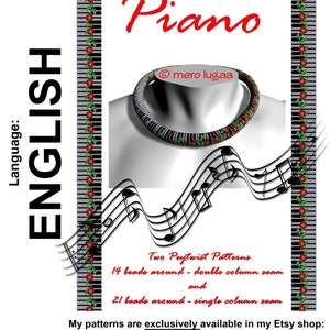 Peyote med twistmönster / Peytwistmönster / PWAT-mönster / Peyote med twist – ej virkning / Engelska instruktioner / Piano