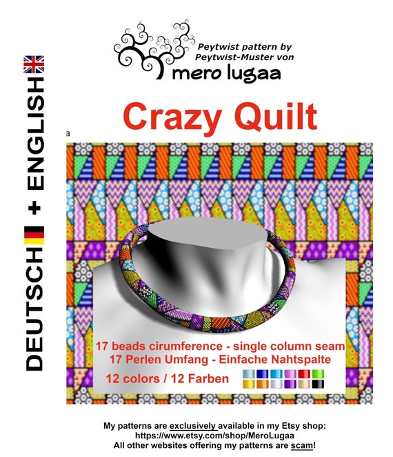 Crazy Quilt /peyote With a Twist Pattern/ Peytwist Pattern / PWAT Pattern /  German and English / Tutorial / Patchwork - Etsy