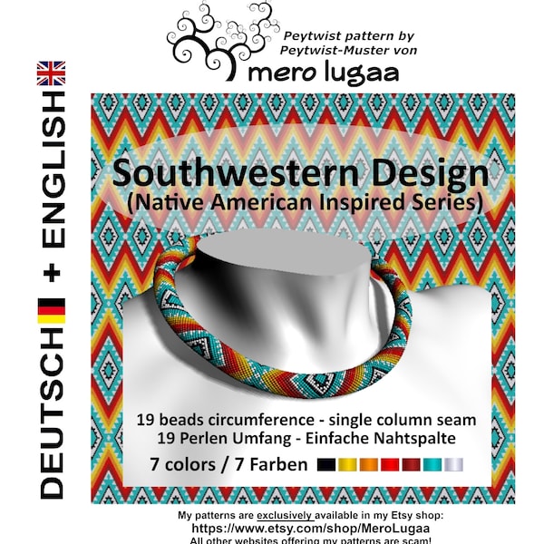 Southwestern Design /Peyote with a twist pattern/ Peytwist pattern / PWAT pattern / German and English / tutorial / Native American