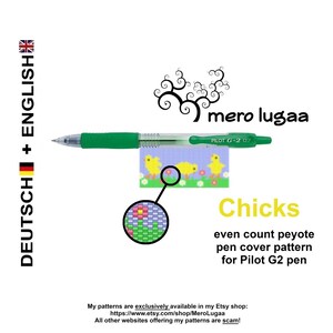 Chicks / Easter /peyote pen cover pattern/ peyote pen wrap pattern  / instruction / tutorial / flat even count peyote