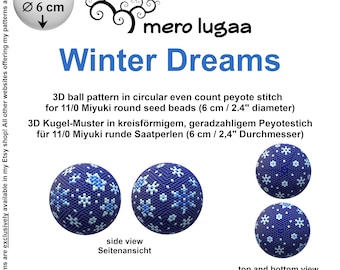 Winter Dreams peyote ball / even count circular peyote / tutorial / instruction / Christmas ornament / Christmas ball