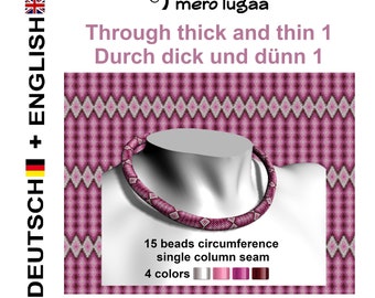 Through thick and thin 1 /Peyote with a twist pattern/ Peytwist pattern / PWAT pattern / German and English / tutorial / thin necklace