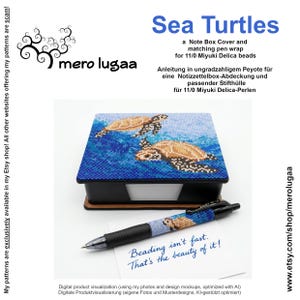Note Box Cover Sea Turtle / Peyote pattern/ odd count  Peyote / PDF instruction