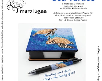 Note Box Cover Sea Turtle / Peyote pattern/ odd count  Peyote / PDF instruction