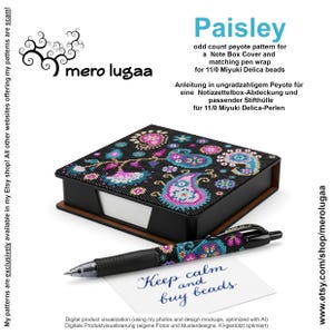 Note Box Cover Paisley / Peyote pattern/ odd count  Peyote / PDF instruction