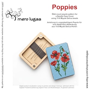 Étui à aiguilles à motifs de coquelicots / point peyote / peyote à nombre impair / instructions PDF