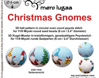 Christmas Gnomes peyote ball / even count circular peyote / tutorial / instruction / Christmas ornament / Christmas ball